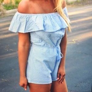 NEW Blue & White Gingham Romper